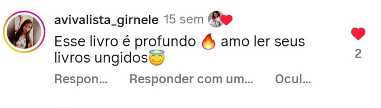 Depoimento real de leitor do livro Portal 7 publicado no Instagram (4 de 9)